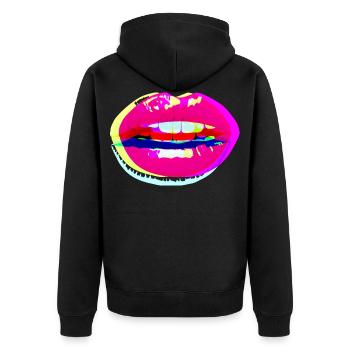 Sexy Lips 2 crossed neon colored - Unisex Premium Organic Zip Hoodie - black - Back - Nico (187cm)