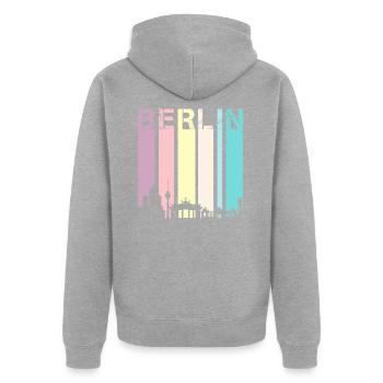 Berlin - Unisex Premium Bio Zip Hoodie - Grau meliert - Hinten - Nico (187cm)