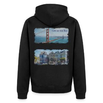 San Francisco - Unisex Premium Bio Zip Hoodie - Schwarz - Hinten - Nico (187cm)
