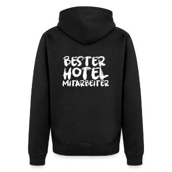 Hotel staff - gift idea - Unisex Premium Organic Zip Hoodie - black - Back - Nico (187cm)
