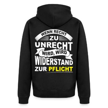 Protestshirt gegen Einschränkung der Grundrechte - Unisex Premium Bio Zip Hoodie - Schwarz - Hinten - Nico (187cm)