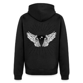 Dieu Jésus Mort Funérailles Deuil au-delà du ciel - Veste à capuche bio Premium Unisexe - noir - Dos - Nico (187cm)