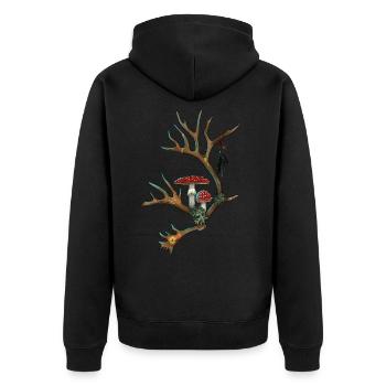 Shamanic Soul - Unisex Premium Organic Zip Hoodie - black - Back - Nico (187cm)