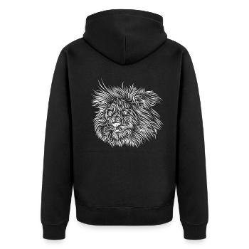 Lion ACHTENKAS - Unisex Premium Organic Zip Hoodie - black - Back - Nico (187cm)