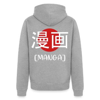 manga - Veste à capuche bio Premium Unisexe - gris chiné - Dos - Nico (187cm)