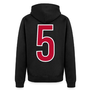 Zahl 5 Nummer Fünf - Unisex Premium Bio Zip Hoodie - Schwarz - Hinten - Nico (187cm)