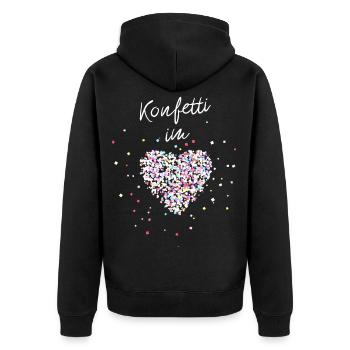 Konfetti im Herzen - Unisex Premium Bio Zip Hoodie - Schwarz - Hinten - Nico (187cm)