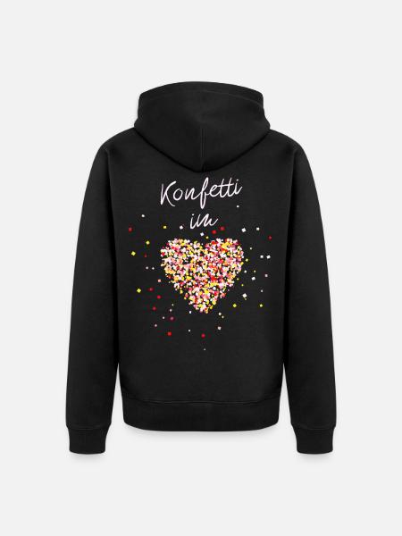 Konfetti im Herzen - Unisex Premium Bio Zip Hoodie - Schwarz