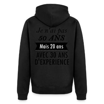 Cadeau anniversaire 50 ans - Veste à capuche bio Premium Unisexe - noir - Dos - Nico (187cm)