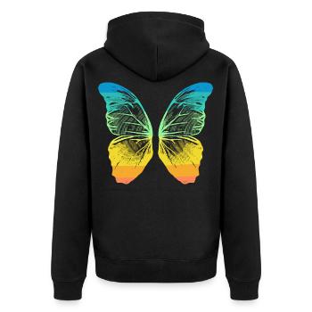 2reborn wings butterfly rainbow fluegel schmetterl - Unisex Premium Bio Zip Hoodie - Schwarz - Hinten - Nico (187cm)
