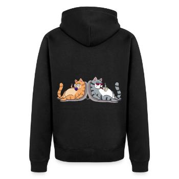 Baby Katze Zukunft Kiffer Katze Joint Raucher Ripp - Unisex Premium Bio Zip Hoodie - Schwarz - Hinten - Nico (187cm)