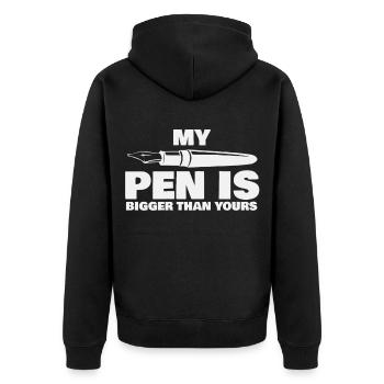My Pen Is Bigger - Unisex Premium Bio Zip Hoodie - Schwarz - Hinten - Nico (187cm)