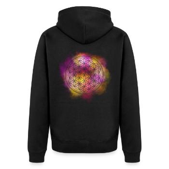 Flower of life mandala - Unisex Premium Organic Zip Hoodie - black - Back - Nico (187cm)