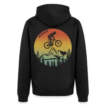 Downhill - Unisex Premium Organic Zip Hoodie - black - Back - Nico (187cm)