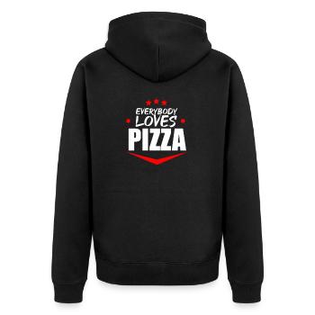 Pizza Liebe - Unisex Premium Bio Zip Hoodie - Schwarz - Hinten - Nico (187cm)