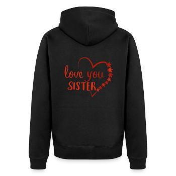 Ich liebe meine Schwester love you Sister Bruder - Unisex Premium Bio Zip Hoodie - Schwarz - Hinten - Nico (187cm)