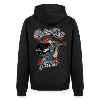 Women's rockabilly girl vintage retro rock n roll - Unisex Premium Organic Zip Hoodie - black - Back - Nico (187cm)
