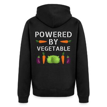 Veganer liebt Gemüse - Unisex Premium Bio Zip Hoodie - Schwarz - Hinten - Nico (187cm)