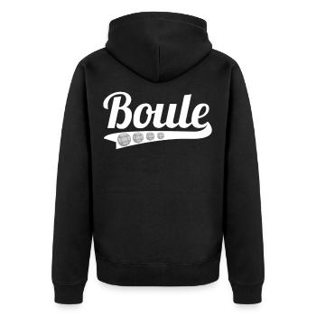 Petanque Aktuell Boule Kugeln Geschenk - Unisex Premium Bio Zip Hoodie - Schwarz - Hinten - Nico (187cm)