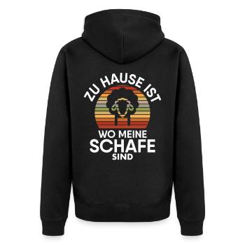 Zuhause ist wo meine Schafe sind Lustiges Schaf - Unisex Premium Bio Zip Hoodie - Schwarz - Hinten - Nico (187cm)