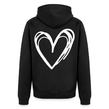 heart - Unisex Premium Organic Zip Hoodie - black - Back - Nico (187cm)