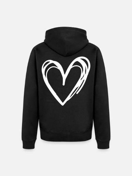 Herz - Unisex Premium Bio Zip Hoodie - Schwarz