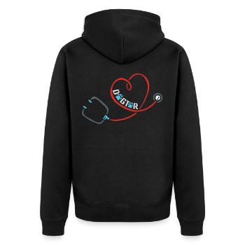 Stéthoscope Dog Doctor vétérinaire - Veste à capuche bio Premium Unisexe - noir - Dos - Nico (187cm)