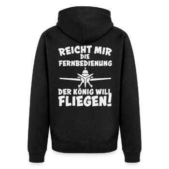 Modellflug RC Flugzeug Modellflieger - Unisex Premium Bio Zip Hoodie - Schwarz - Hinten - Nico (187cm)