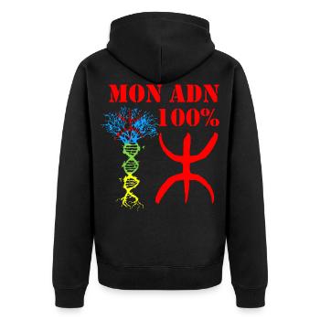 Mon adn 100% amazigh - Veste à capuche bio Premium Unisexe - noir - Dos - Nico (187cm)