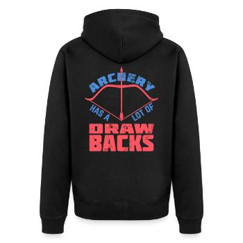 Lustige Bogenschießen Geschenkidee - Unisex Premium Bio Zip Hoodie - Schwarz - Hinten - Nico (187cm)