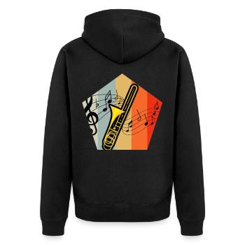 Posaune - Unisex Premium Bio Zip Hoodie - Schwarz - Hinten - Nico (187cm)