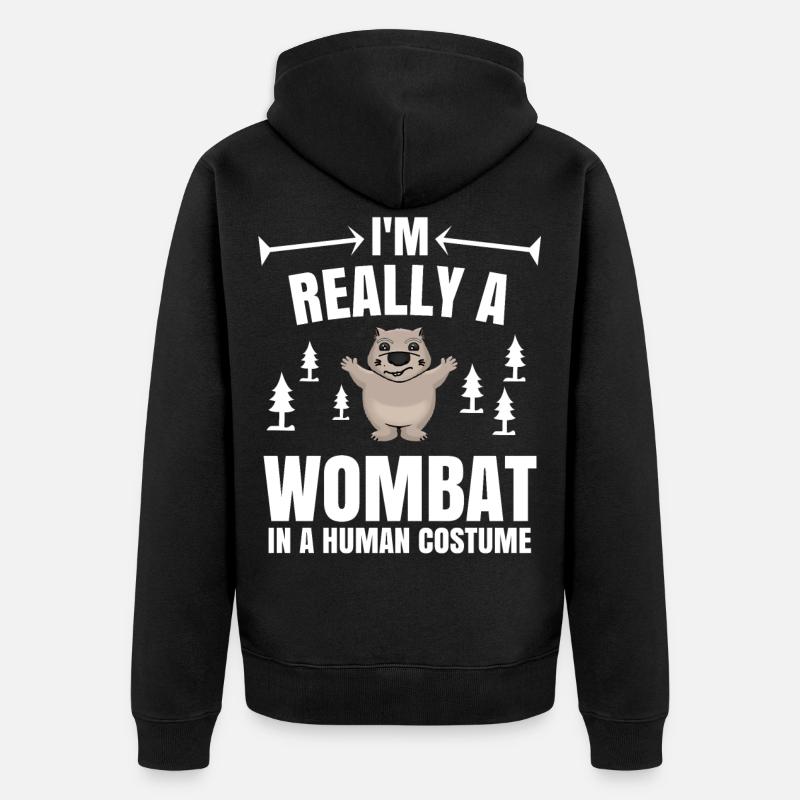 Wombat marsupial Australie cadeau - Veste à capuche bio Premium Unisexe - noir