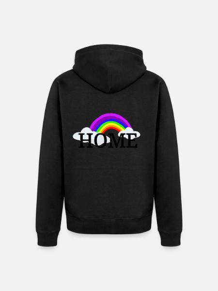 Regenbogen Geschenk Regenbogenshirt Home Zuhause - Unisex Premium Bio Zip Hoodie - Schwarz