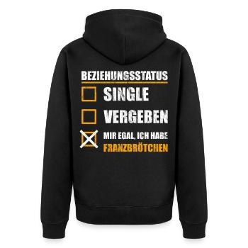 Hamburger Franzbrötchen Geschenk - Unisex Premium Bio Zip Hoodie - Schwarz - Hinten - Nico (187cm)