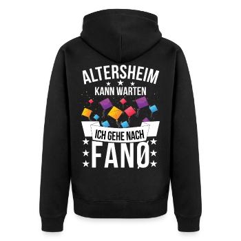 Fanø Fanö Skandinavien Nordsee urlaub - Unisex Premium Bio Zip Hoodie - Schwarz - Hinten - Nico (187cm)