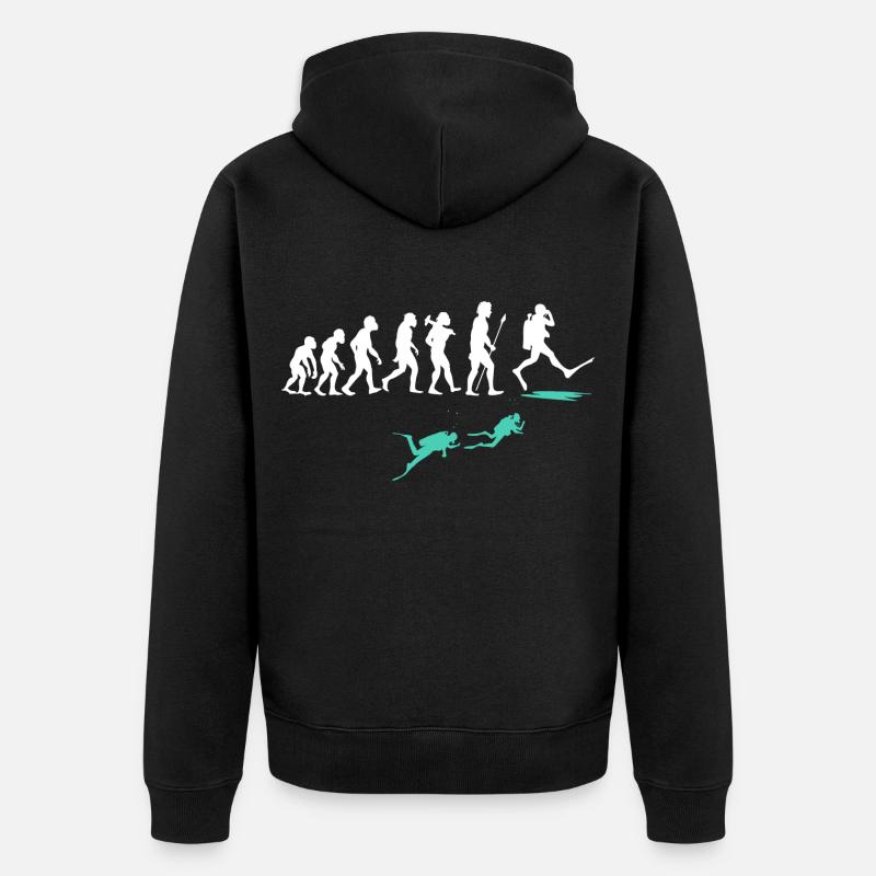 Funny diving evolution - Unisex Premium Organic Zip Hoodie - black