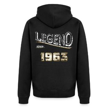 Legend since 1963 / Legende seit 1963 / legendär - Unisex Premium Bio Zip Hoodie - Schwarz - Hinten - Nico (187cm)