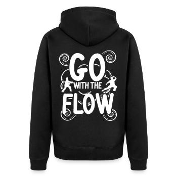 Qigong Qi Gong Tai Chi Thai Chigong Yoga - Unisex Premium Bio Zip Hoodie - Schwarz - Hinten - Nico (187cm)