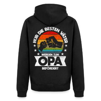 Nur die besten Väter werden zum Opa befördert - Unisex Premium Bio Zip Hoodie - Schwarz - Hinten - Nico (187cm)