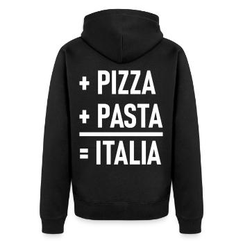 Pizza + Pasta = Italia Italien Italienisch - Unisex Premium Bio Zip Hoodie - Schwarz - Hinten - Nico (187cm)