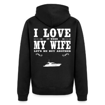 Ship I Love My Wife - Funny Ship Lover Present - Veste à capuche bio Premium Unisexe - noir - Dos - Nico (187cm)