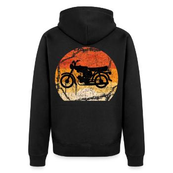 Moped Simson S51 - Unisex Premium Organic Zip Hoodie - black - Back - Nico (187cm)
