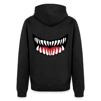 Gesichtsmaske Mundbedeckung Maske Schnauze Gesicht - Unisex Premium Bio Zip Hoodie - Schwarz - Hinten - Nico (187cm)