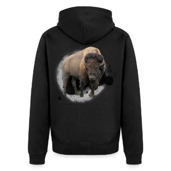 Bison buffalo cattle design illustration gift - Unisex Premium Organic Zip Hoodie - black - Back - Nico (187cm)