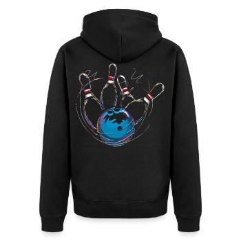 Bowling Free Time Gift Bowler - Unisex Premium Organic Zip Hoodie - black - Back - Nico (187cm)