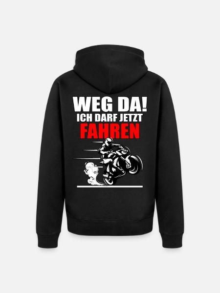 Motorrad Führerschein Bestanden Weg Da! Geschenk - Unisex Premium Bio Zip Hoodie - Schwarz