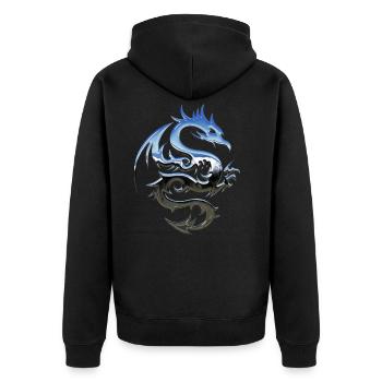dragon - Unisex Premium Organic Zip Hoodie - black - Back - Nico (187cm)