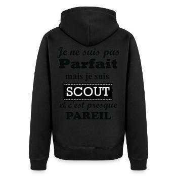 Je ne suis pas parfait mais je suis scout - Veste à capuche bio Premium Unisexe - noir - Dos - Nico (187cm)