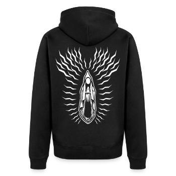 Santa Vulva White - Unisex Premium Bio Zip Hoodie - Schwarz - Hinten - Nico (187cm)