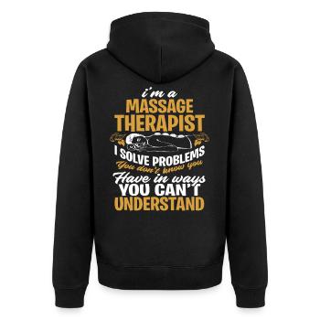 Massagetherapeut massieren - Unisex Premium Bio Zip Hoodie - Schwarz - Hinten - Nico (187cm)